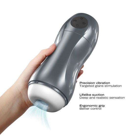 Вібромастурбатор Dorcel BLOWJOY VIBE, ефект всмоктування, Сірий | Зображення 1