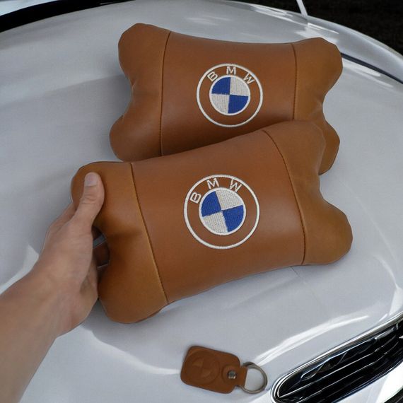 Автоподушка подарок BMW, Подушка на подголовник в авто, Подарок подушка дорожная, Дорожные подушки JZ-96 | Зображення 1