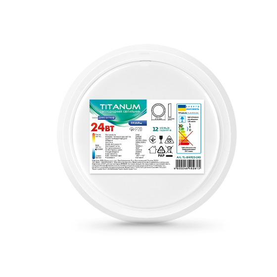 LED Світильник накладний круглий 24W 5000К 180-250V 210*35мм TL-BHR20-245 Titanum | Зображення 1
