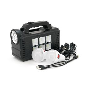 Переносний ліхтар GD-8077+ Solar, 1+1 режим, вбудований акум, 3 лампочки 3W, USB вихід, Black, Box