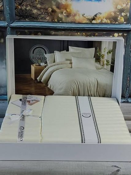 Постельное белье Romeo Line krem Сатин-страйп Хлопок Евро размер