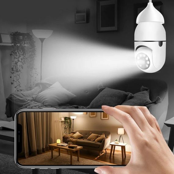 Панорамна IP камера відеоспостереження в цоколь Е27, Smart Camera / Бездротова WiFi камера з датчиком руху | Зображення 1