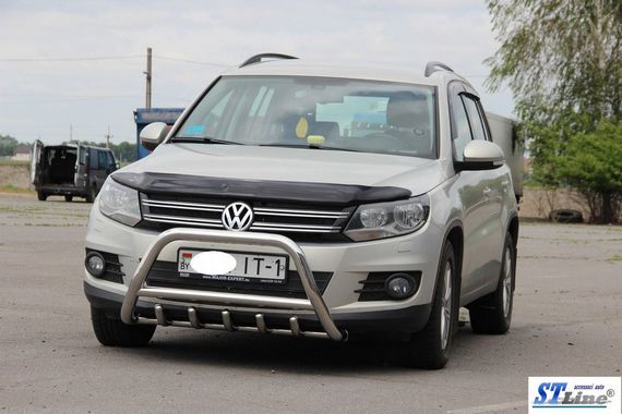 Кенгурятник WT003 (нерж) 60 мм, без напису для Volkswagen Tiguan 2007-2016 рр | Зображення 1