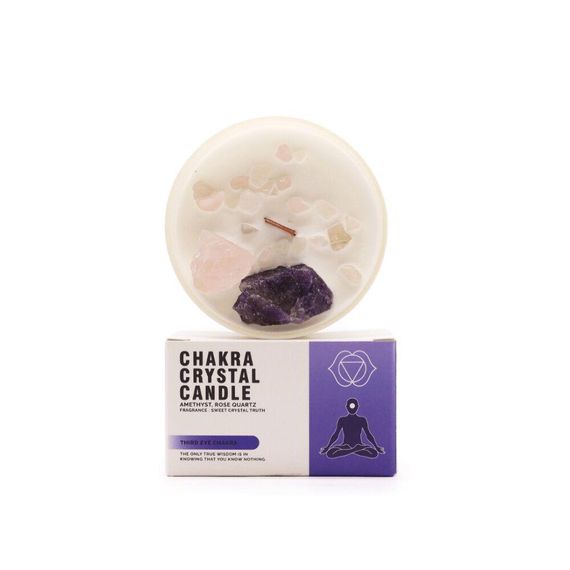 Свічка соєва з камінням Chakra Чакра Третього Ока дерев'яний гніт 175г 5056368333378