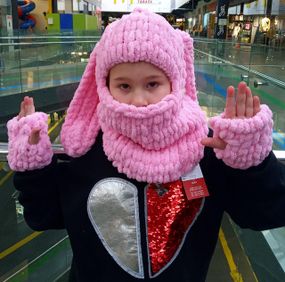 Комплект зимовий — шапка-балаклава + мітенки на долоньки