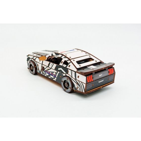 Деревянный 3D конструктор "Muscle car GT" Puz-00639, 162 детали, белый | Зображення 1