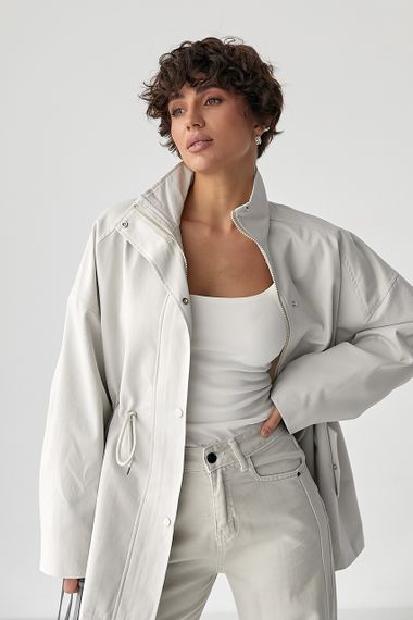 Жіноча вітровка-парка  на блискавці - світло-сірий цвет, L (є розміри)