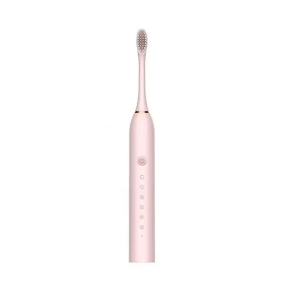 Рожева Електрична зубна щітка Sonic Toothbrush Х-3 ультразвукова акумуляторна 4 змінні насадки в комплекті
