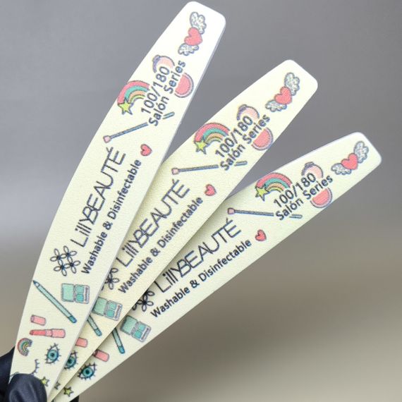 Пилка для ногтей 100/180 Lilly Beaute с бьюти принтом