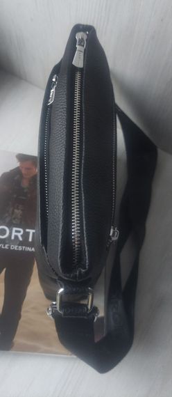 Мужская кожаная сумка мессенджер Armani black | Зображення 3