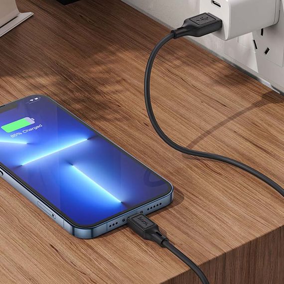 Дата кабель Hoco X90 Cool silicone USB to Lightning (1m) Black | Зображення 4