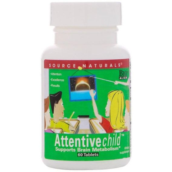 Комплекс для профілактики роботи головного мозку Source Naturals Attentive Child 60 Tabs