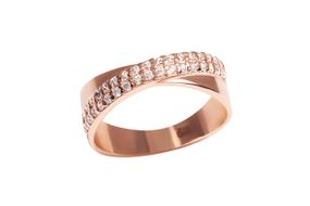 Кольцо из красного золота с фианитами K-0466 15.5