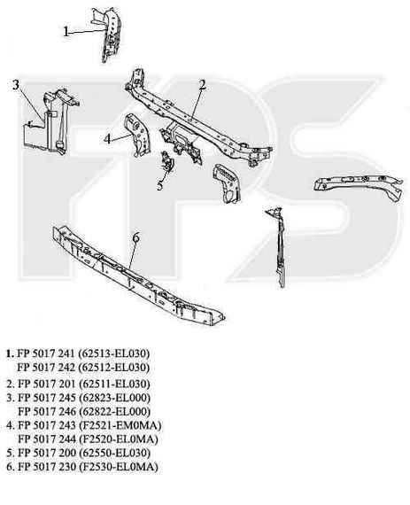 Передняя панель Nissan Tiida 05-европ. версия, верхняя, средняя, гориз. часть (FPS) 62511EL030