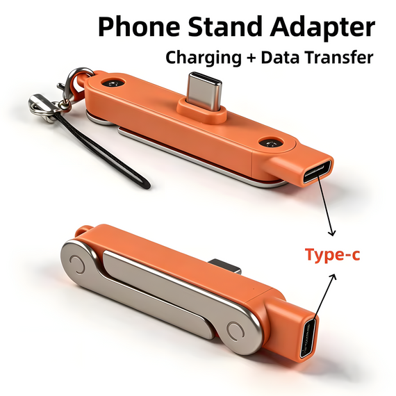 Адаптер перехідник USB Type-C на Type-C 240W зі складаною підставкою orange | Зображення 1