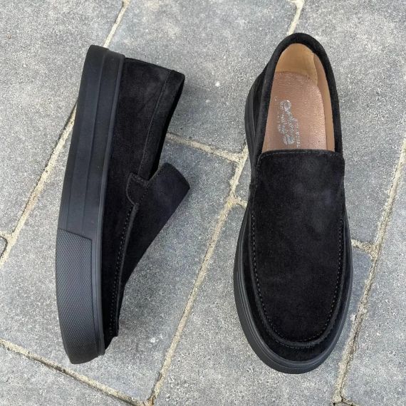 Мужские черные лоферы с замшей 41 размер | Зображення 5