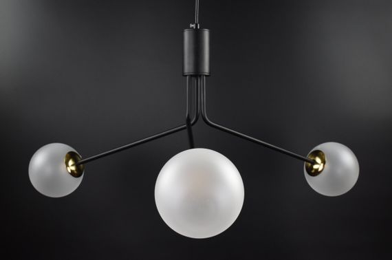 Люстра підвісна на 3 лампочки 26684 Чорний 45-120х80х80 см. | Зображення 1