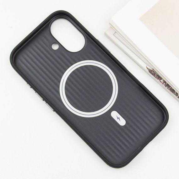 Шкіряний чохол Carved with MagSafe для Apple iPhone 16 (6.1") Black | Зображення 3