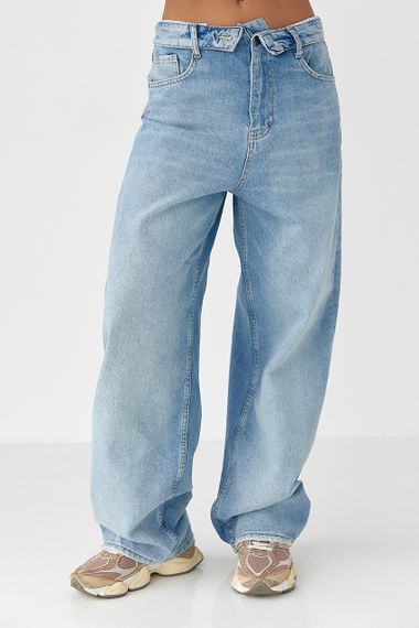 Джинси Baggy з підгорнутим поясом - джинс цвет, 36р (є розміри) | Зображення 4