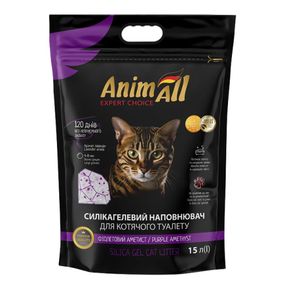 Силикагелевый наполнитель для кошачьего туалета AnimAll Premium Purple Amethyst, 15 л