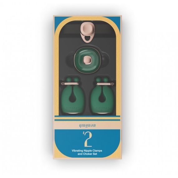 Набір затискачі для сосків з вібрацією та нашийник Qingnan No.2, зелений | Зображення 5