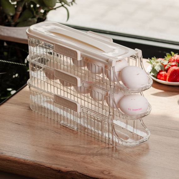 Лоток для яєць у холодильник на 3 яруси 32х10х18.5 см Бежевий HP-27-15 | Зображення 3