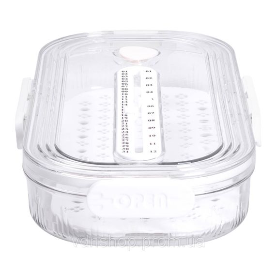Контейнер для їжі пластиковий 32.5х17.5х6 см харчовий контейнер з індикатором дати 1 л Білий HP-27-7 | Зображення 6