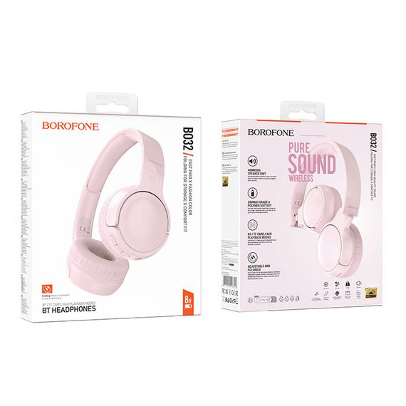 Накладні бездротові навушники BOROFONE BO32 Show Pink | Зображення 2