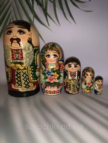 Сувенир матрешка, "Семья", пятерка, ручная работа, береза, высота 19см 19см