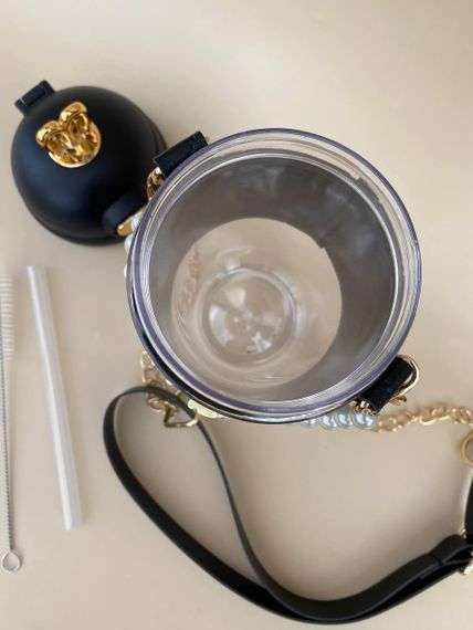 Дитяча пляшка для води  з ремінцем і стікерами  чорного кольору 580 мл | Зображення 7