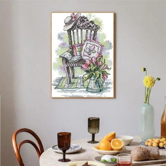 Набір для вишивання за нанесеною на канву схемою "A Chair". AIDA 14CT printed 21*29 см | Зображення 9