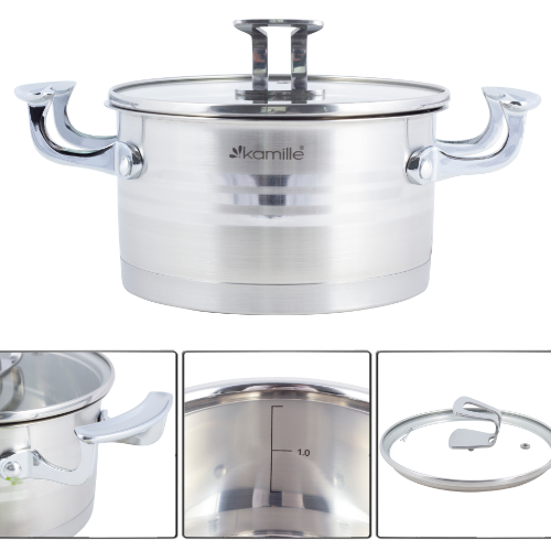 Каструля нержавіюча сталь 3,1л 20*11см з кришкою 5855 KAMILLE | Зображення 3