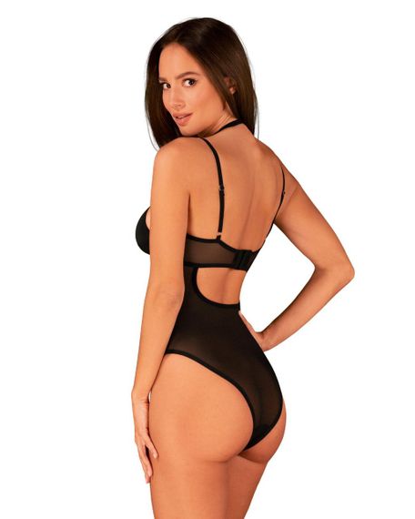 Прозоре боді Obsessive Selinne teddy M/L Black, дрібна сітка, подвійні бретелі sexstyle | Зображення 1