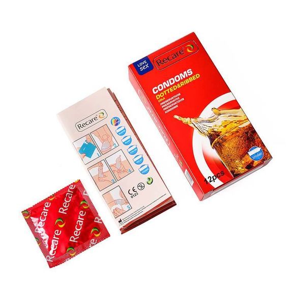 Презервативи Recare Cola Dotted&Ribbed Condoms 12 шт, з пухирцями та ребрами, аромат: Кола | Зображення 2