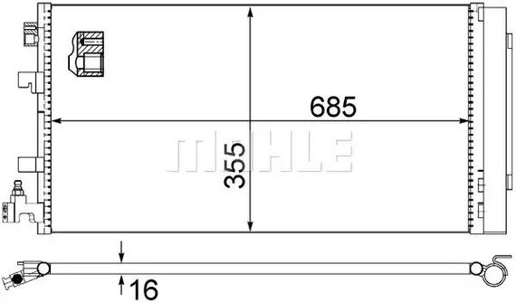 Радіатор кондиціонера Scenic III/Megane III 1.4-2.0 08-, MAHLE/KNECHT (AC630000S) | Зображення 2