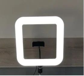 Квадратная LED лампа 18 см 12W с держателем для телефона селфи квадратблогера регулировка яркости и температур | Зображення 4