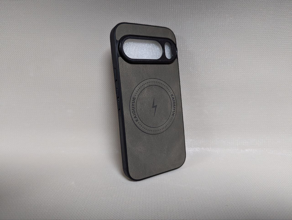 Чохол для Google Pixel 10 Pro XL / Гугл Піксель 10 Про ХЛ, Leather TPU, еко-шкіра, MagSafe, протиударний, сірий