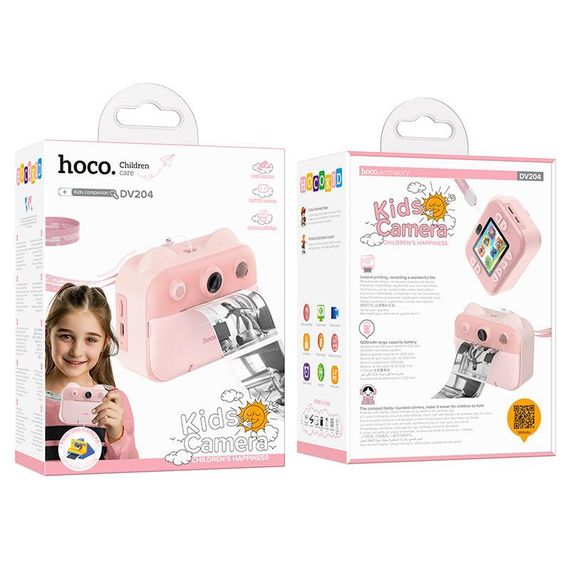 Дитячий фотоапарат HOCO DV204 з функцією миттєвого друку, підтримка microSD card, Pink, Box | Зображення 3