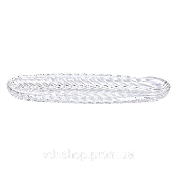 Блюдо сервировочное 39х13.5х2.5 см стеклянное для закусок канапе фруктов HP-YH-13 | Зображення 2