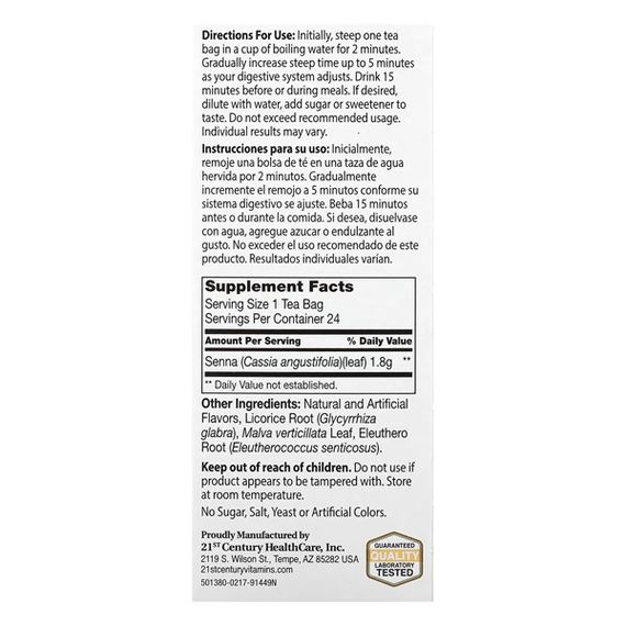 Замінник харчування 21st Century Herbal Slimming Tea Caffeine Free 24 Tea Bags Peach Apricot | Зображення 1