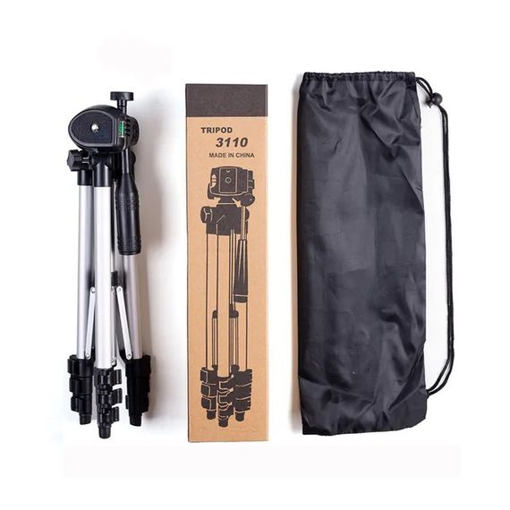 Штатив для телефона и фотоаппарата Tripod 3110 PRO портативный трипод 0,35-1.02м высота. Цвет: серебряный | Зображення 8