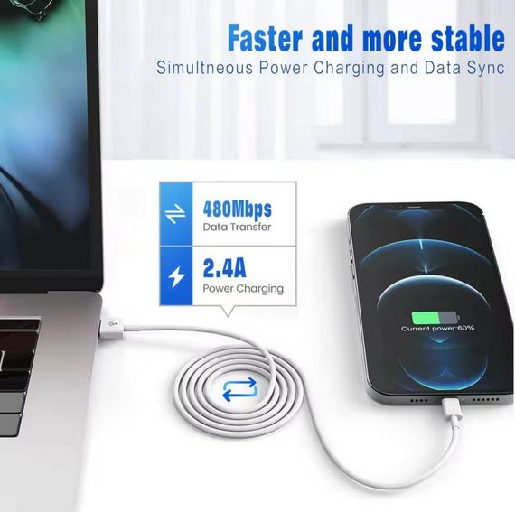 Зарядний кабель для Apple iPhone, USB Type-A/Lightning (1.5 метра) | Зображення 5
