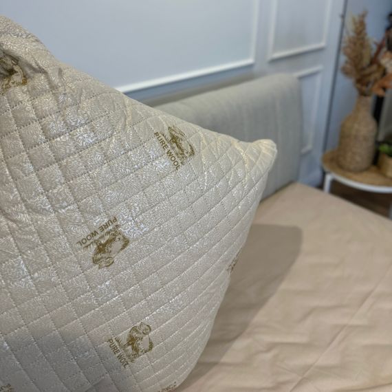 Подушка стеганая из эко овчины Leri Max Pure Wool 21506 50х50 см бежевая | Зображення 1