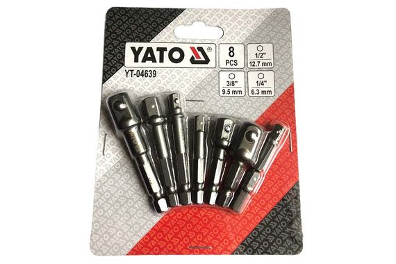 Набор инструмента держатели адаптер квадрат 1/4,3/8,1/2" 8шт YATO YT-04639 | Зображення 3