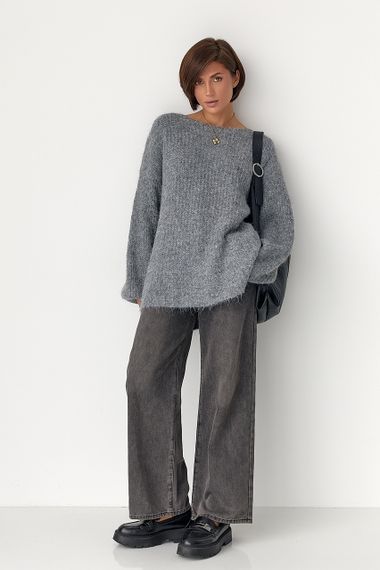 Подовжений джемпер легкої в'язки - сірий цвет, ONE SIZE (є розміри) | Зображення 2