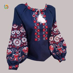 Рубашка Украинская вышиванка 333283010 цвет тёмно-синий размер XL/XXL