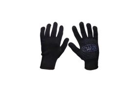 Перчатки нейлоновые черные с мелкой синей ПВХ точкой Стандарт СИЛА