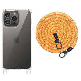 Чохол TPU Transparent with Straps для Apple iPhone 14 Pro (6.1") Orange / White