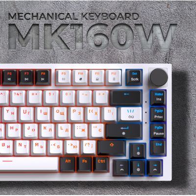Клавиатура GamePro MK160W Hot-Swap Red Swich RGB USB UA White (MK160W) | Зображення 6