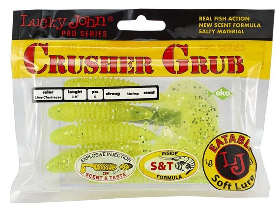 Твистеры съедобные искусственные LJ Лаки Джон Pro Series CRUSHER GRUB 3,9in (09.90)/071 5шт. | Зображення 1